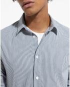Chemise Slim decintrée rayée gris/blanc