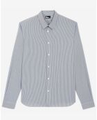 Chemise Slim decintrée rayée gris/blanc