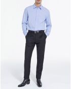 Chemise Slim decintrée rayée patte de boutonnage cachée blanc/bleu ciel