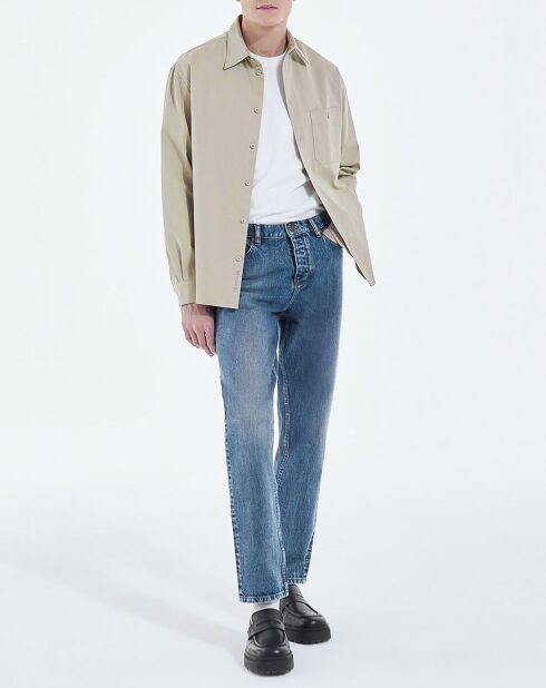 Gerade geschnittene Hose aus verwaschenem blauem Denim mit 5 Taschen