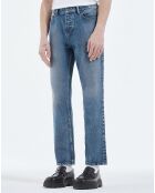 Pantalon 5 poches Straight en denim délavé bleu délavé