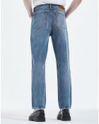 Pantalon 5 poches Straight en denim délavé bleu délavé