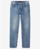 Pantalon 5 poches Straight en denim délavé bleu délavé