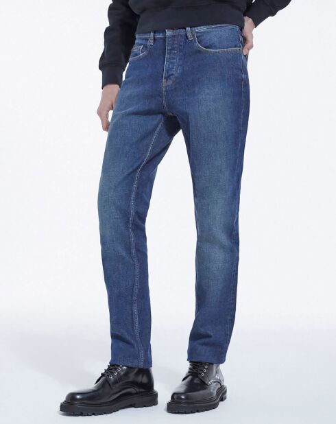 Slanke broek met 5 zakken in vervaagd blauw vervaagd denim