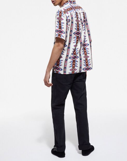 Jean Straight delavé avec broderie noir délavé