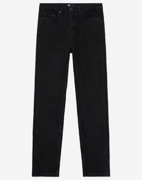 Jean Straight delavé avec broderie noir délavé