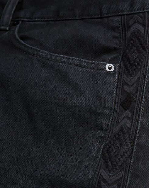 Jean Straight delavé avec broderie noir délavé
