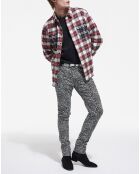 Jean Slim Punk Léopard noir