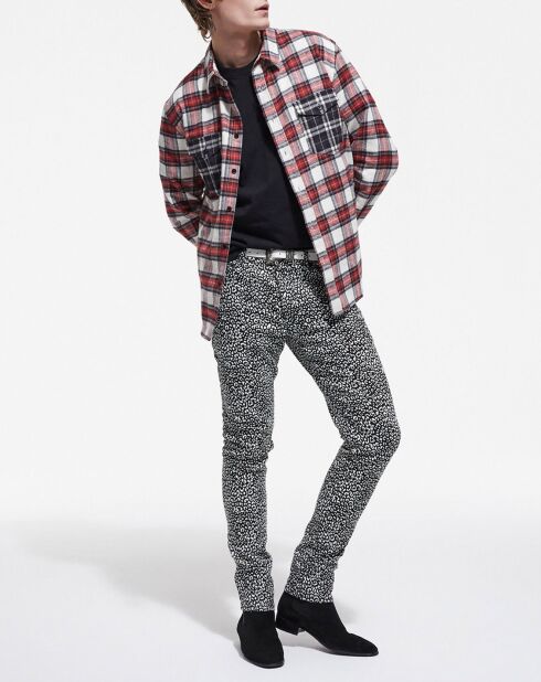 Jean Slim Punk Léopard noir