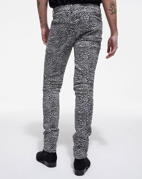 Jean Slim Punk Léopard noir