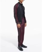 Jogging avec bandes cotés contrastées et piping Soie bordeaux