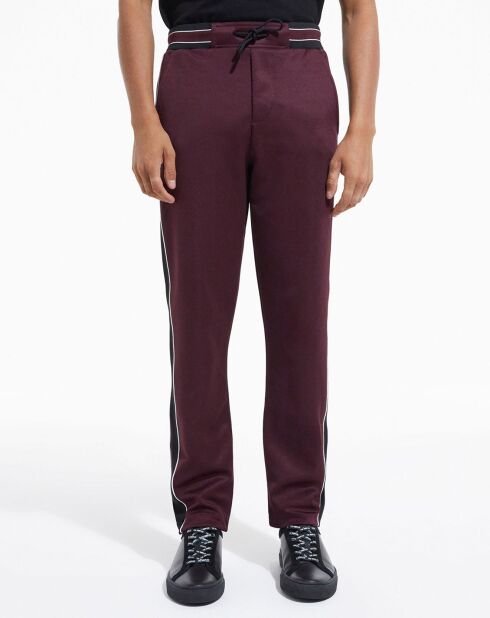 Jogging avec bandes cotés contrastées et piping Soie bordeaux