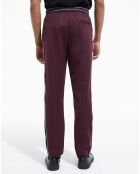 Jogging avec bandes cotés contrastées et piping Soie bordeaux