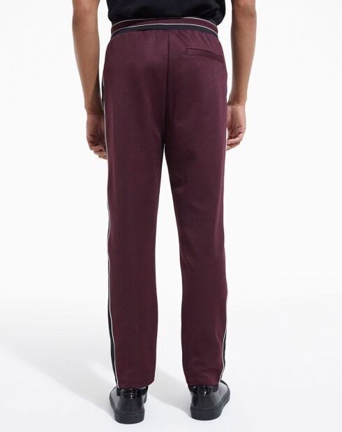 Jogging avec bandes cotés contrastées et piping Soie bordeaux