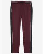 Jogging avec bandes cotés contrastées et piping Soie bordeaux
