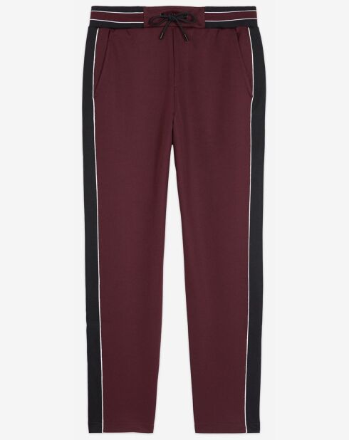 Jogging avec bandes cotés contrastées et piping Soie bordeaux