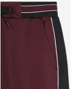 Jogging avec bandes cotés contrastées et piping Soie bordeaux