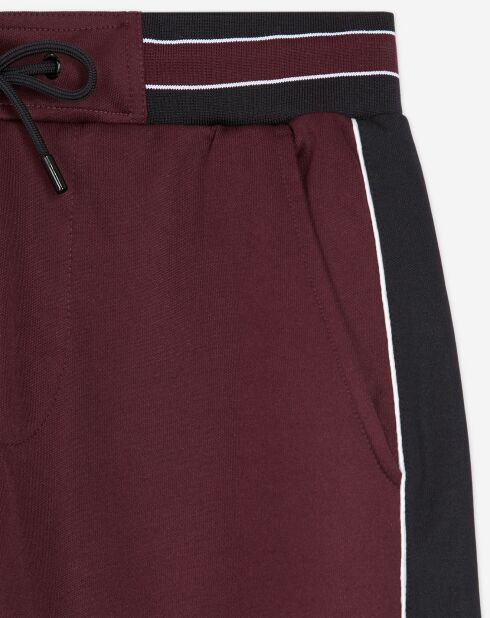 Jogging avec bandes cotés contrastées et piping Soie bordeaux