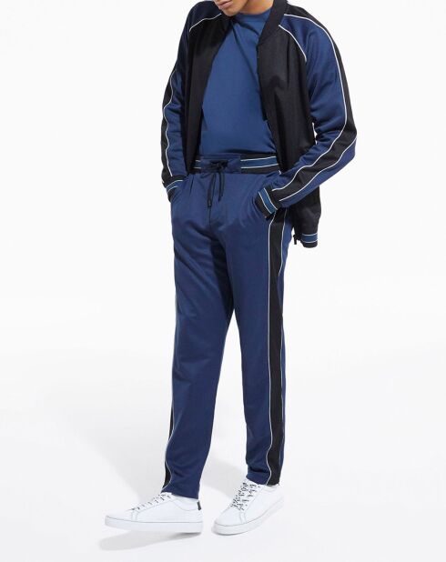 Jogging avec bandes cotés contrastées et piping Soie marine