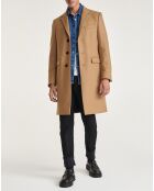 Manteau en Laine mélangée simple croisure 3 boutons camel