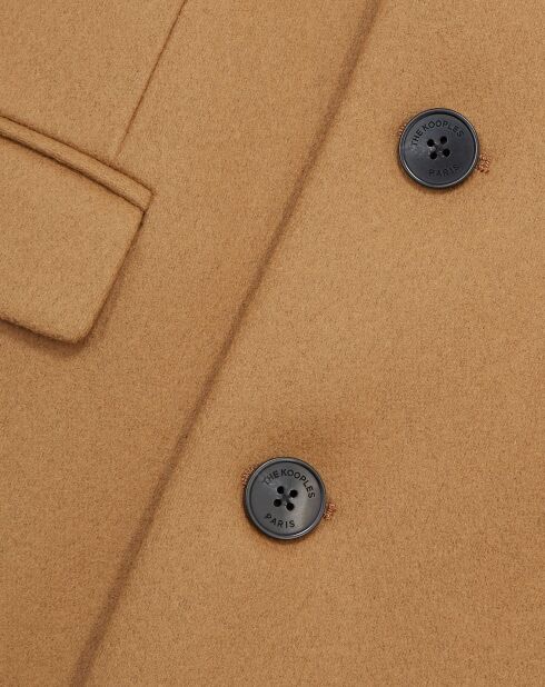 Manteau en Laine mélangée simple croisure 3 boutons camel