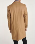 Manteau en Laine mélangée simple croisure 3 boutons camel