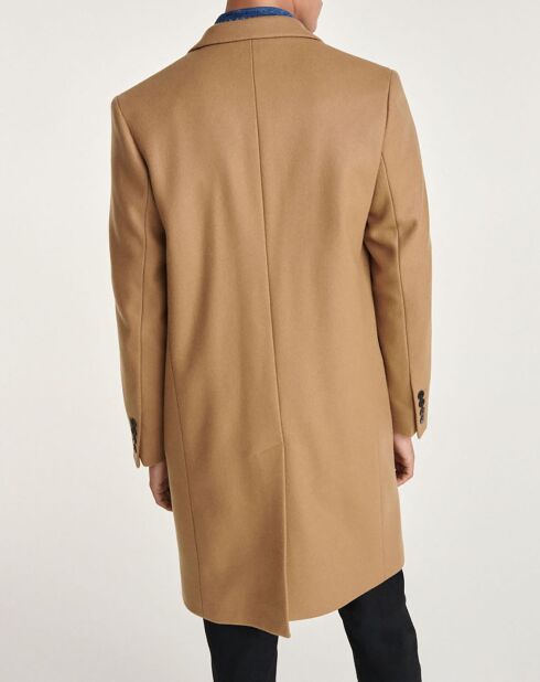 Manteau en Laine mélangée simple croisure 3 boutons camel