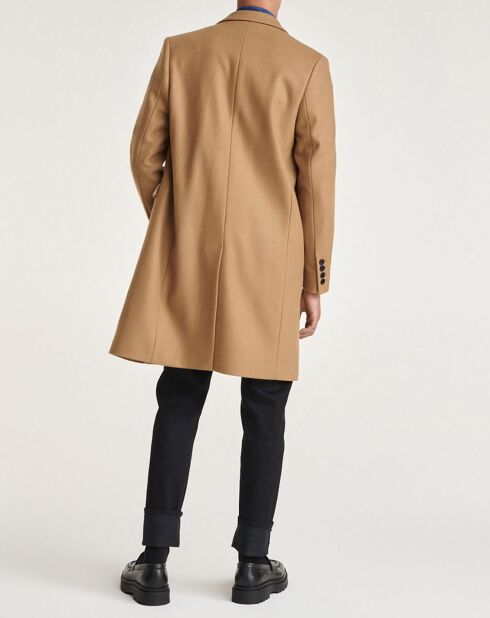 Manteau en Laine mélangée simple croisure 3 boutons camel