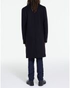 Manteau long en Laine mélangée poches rabats noir