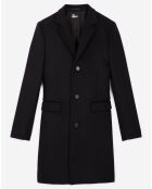 Manteau long en Laine mélangée poches rabats noir