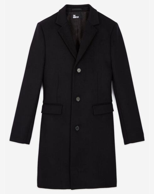 Manteau long en Laine mélangée poches rabats noir