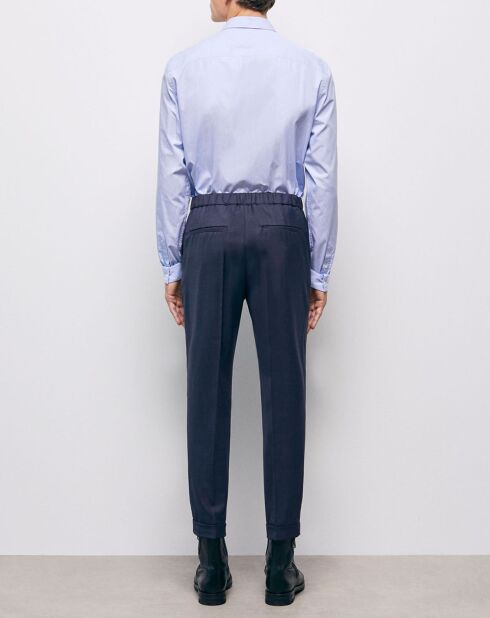 Pantaloni da abito blu scuro al 100% in lana