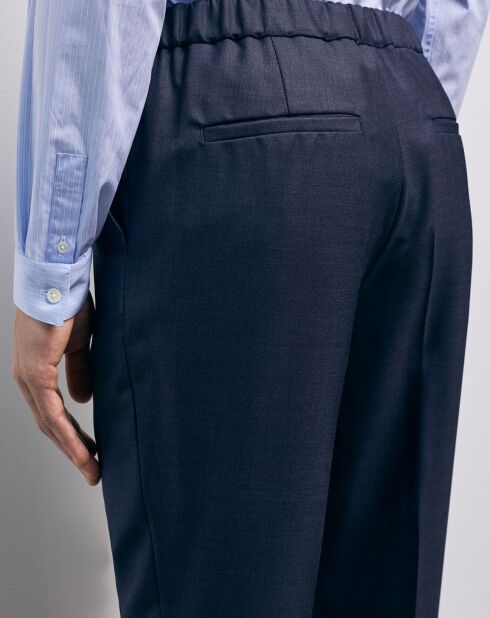 Pantaloni da abito blu scuro al 100% in lana