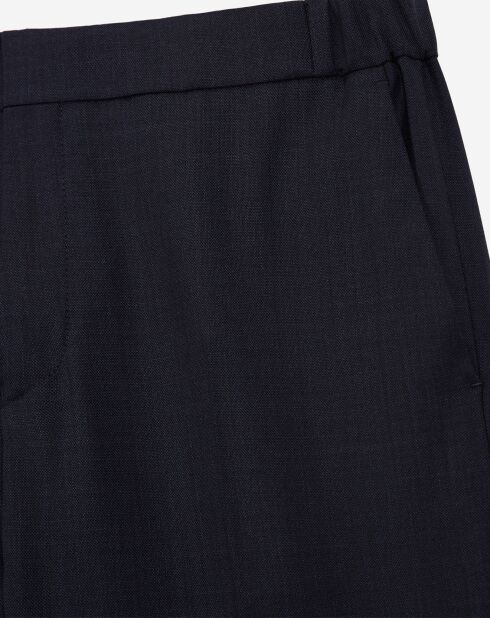 Pantaloni da abito blu scuro al 100% in lana