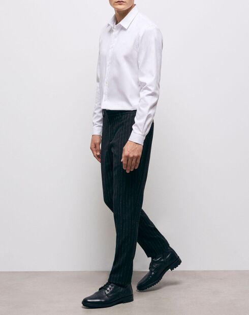 Pantaloni da abito in misto lana a righe nere/bianche