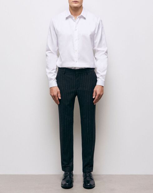 Pantaloni da abito in misto lana a righe nere/bianche