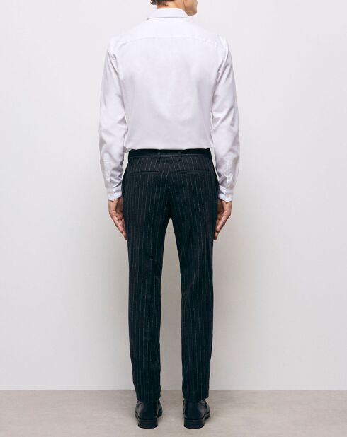 Pantaloni da abito in misto lana a righe nere/bianche