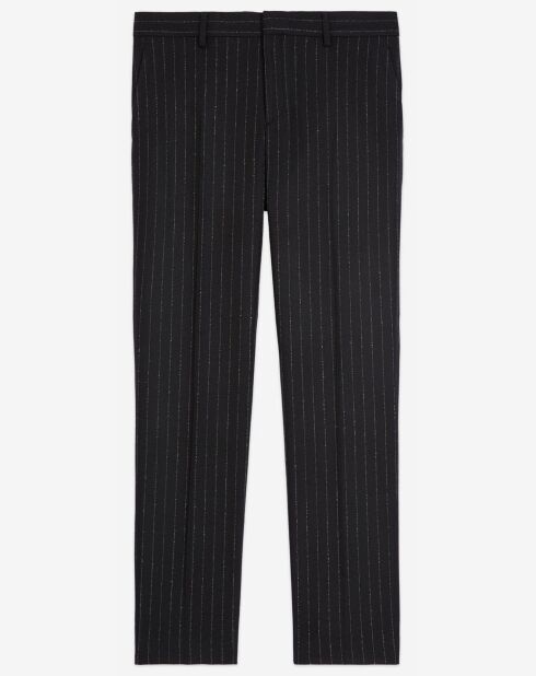 Pantaloni da abito in misto lana a righe nere/bianche