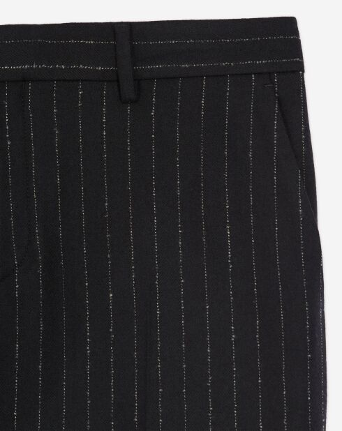 Pantaloni da abito in misto lana a righe nere/bianche