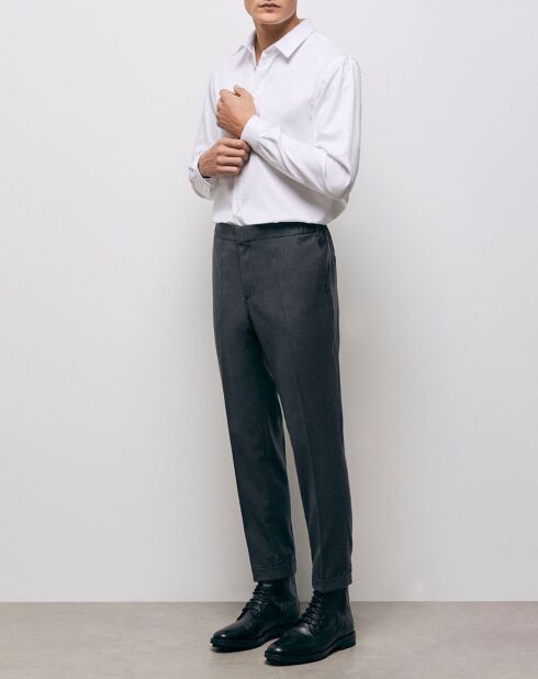 Pantalon de Costume 100% Laine ceinture élastiquée gris