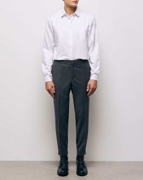 Pantalon de Costume 100% Laine ceinture élastiquée gris