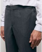 Pantalon de Costume 100% Laine ceinture élastiquée gris