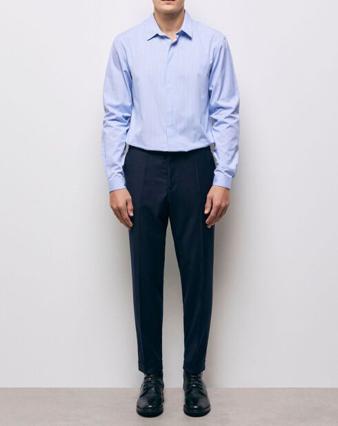 Pantaloni da tuta in lana 100% con cintura elasticizzata blu scuro