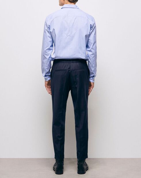 Pantaloni da tuta in lana 100% con cintura elasticizzata blu scuro