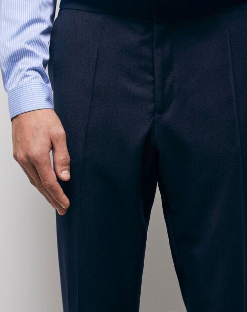 Pantaloni da tuta in lana 100% con cintura elasticizzata blu scuro