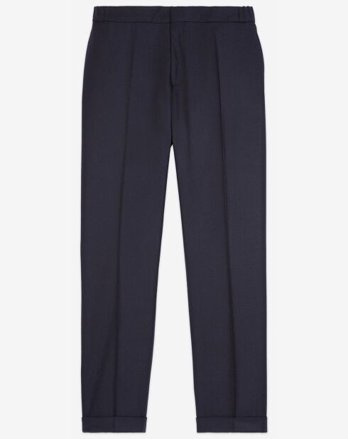 Pantaloni da tuta in lana 100% con cintura elasticizzata blu scuro