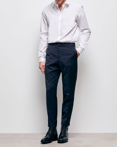 Pantalon de Costume 100% Laine Mia marine/blanc