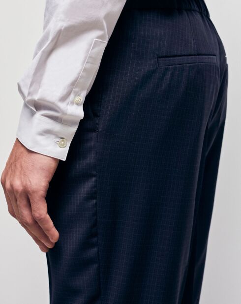 Pantalon de Costume 100% Laine Mia marine/blanc