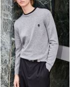 Pull en Laine & Cachemire avec Patch Happy Skull gris clair