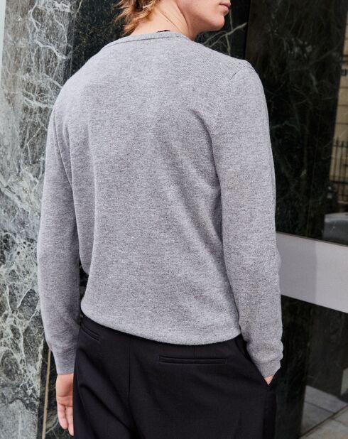 Pull en Laine & Cachemire avec Patch Happy Skull gris clair